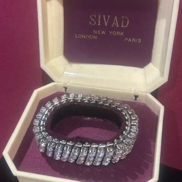 SIVAD New York Expandable 3-Row Rhinestone Bracelet - Picture 1 of 10